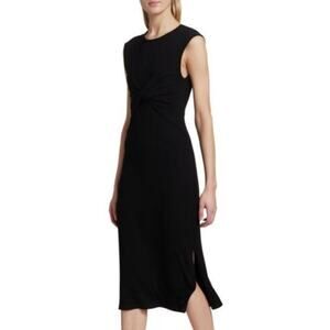 J by Joie Women's Sleeveless Round Neck Side Slit Midi Sweater Dress Blk XS $198